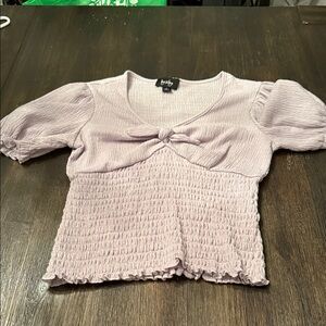 by & by Lilac Textured Top with Knot Detail